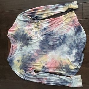 Grace & Lace long sleeve scoop neck tie dyed tee